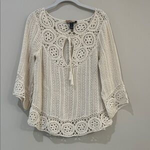Chic Cream Crochet Blouse